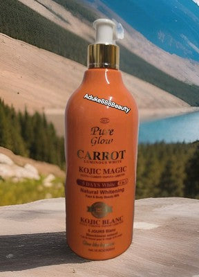 PURE GLOW CARROT LUMINOUS WHITE KOJIC MAGIC NATURAL WHITENING BODY MILK 500ml✅️