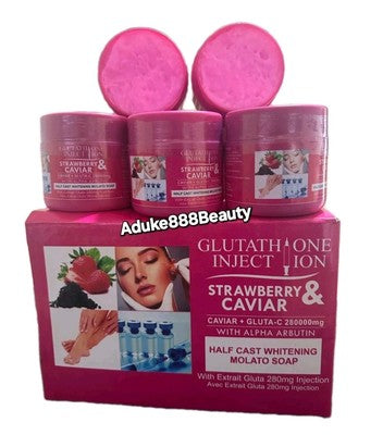 GLUTATHIONE INJECTION HALCAST MOLATO STRAWBERRY & CAVIAR WHITENING SOAP 500g✅️
