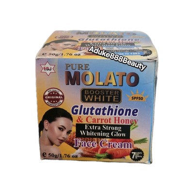 PURE MOLATO BOOSTER WHITE FACE CREAM GLUTATHIONE & CARROT HONEY 50g SPF50✅️