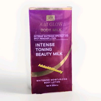 A.M GLOW BODY MILK INTENSE TONING WHITENING BEAUTY LOTION 300ml ✅️