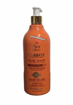 PURE GLOW CARROT LUMINOUS WHITE KOJIC MAGIC NATURAL WHITENING BODY MILK 500ml✅️