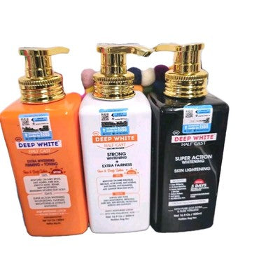 DEEP WHITE HALFCASTE STRONG WHITENING BODY LOTION 500ml SPF50✅️
