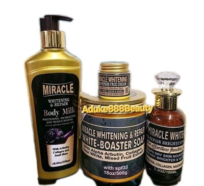 MIRACLE WHITENING & REPAIR BODY MILK FACE CREAM BODY OIL & SOAP 4PC SET✅️