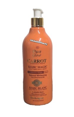 PURE GLOW CARROT LUMINOUS WHITE KOJIC MAGIC NATURAL WHITENING BODY MILK 500ml✅️