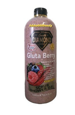 SMOOTH DIAMOND GLUTA BERRY SALICYLIC ACID SCRUB SHOWER GEL 1000ml SPF30✅️