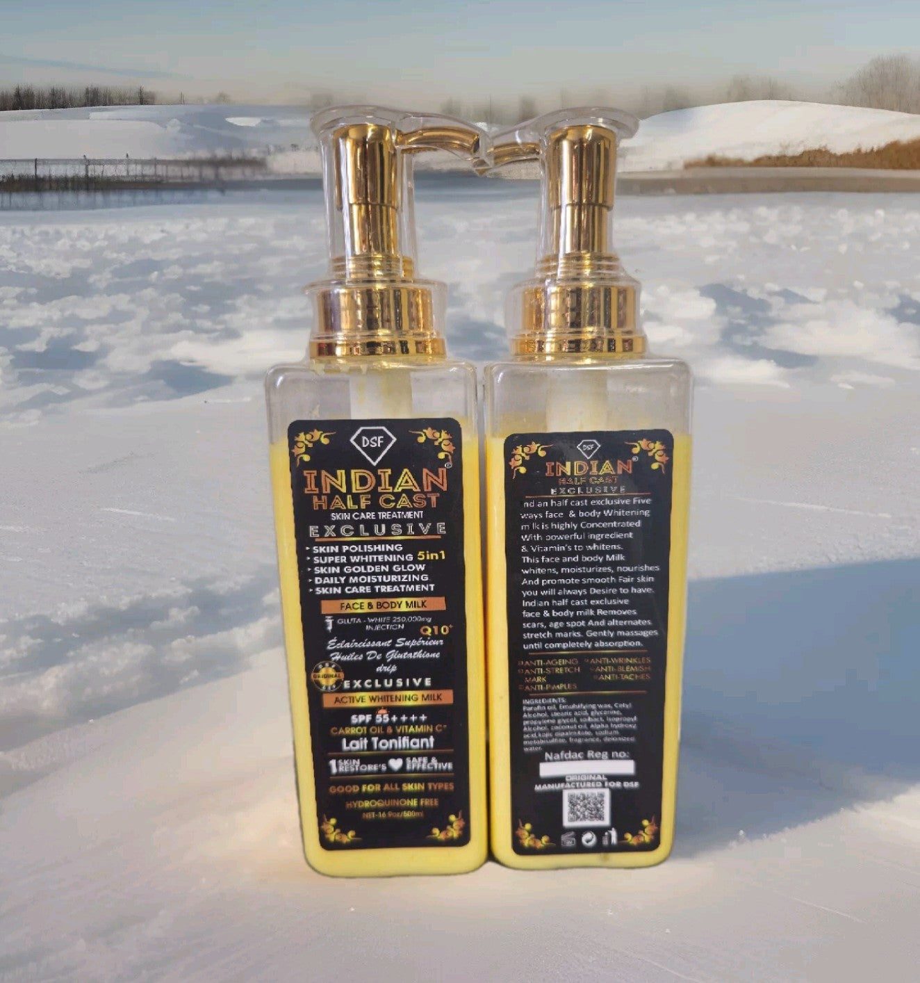 DSF INDIAN HALFCASTE EXCLUSIVE WHITENING MILK LOTION 500ml SPF55✅️