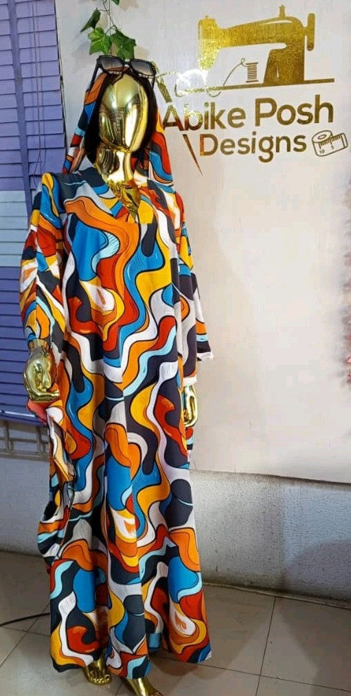 Rich Aunty Beautiful Elegant 'Butterfly Boubou' Long Dress Sizes 12-24