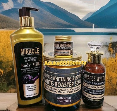 MIRACLE WHITENING & REPAIR BODY MILK FACE CREAM BODY OIL & SOAP 4PC SET✅️