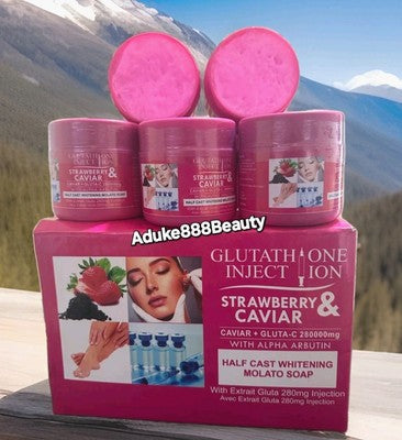 GLUTATHIONE INJECTION HALCAST MOLATO  STRAWBERRY & CAVIAR WHITENING  SOAP 500g✅️