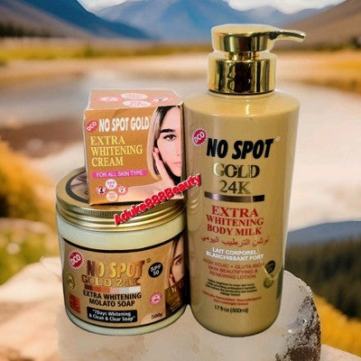 3PC SET NO SPOT 24K GOLD LOTION+NO SPOT GOLD FACE CREAM+NO SPOT GOLD SOAP✅️