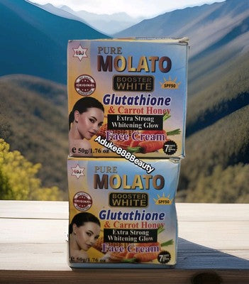 PURE MOLATO BOOSTER WHITE FACE CREAM GLUTATHIONE & CARROT HONEY 50g SPF50✅️