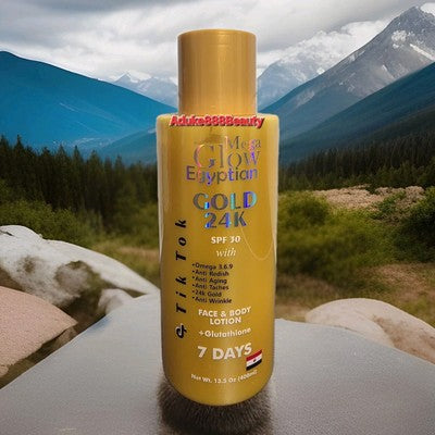 MEGA GLOW EGYPTIAN TIK TOK GOLD 24K WHITENING LOTION OMEGA 3 SPF30 400ml