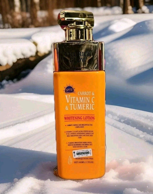 LICORICE GLOW VITAMIN C  TUMERIC CARROT WHITENING LOTION 500ml SPF50