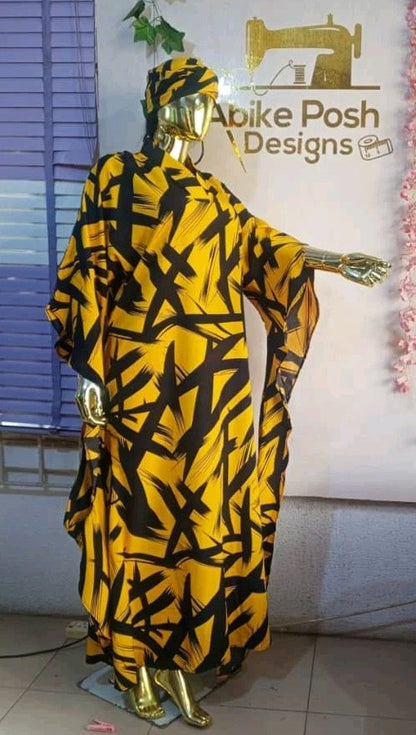 Rich Aunty Beautiful Elegant 'Butterfly Boubou' Long Dress Sizes 12-24