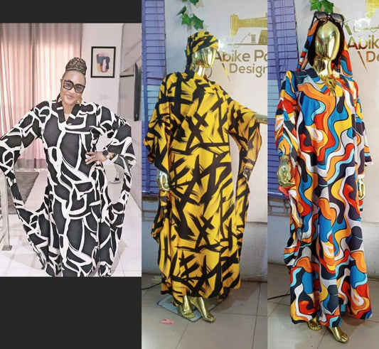 Rich Aunty Beautiful Elegant 'Butterfly Boubou' Long Dress Sizes 12-24