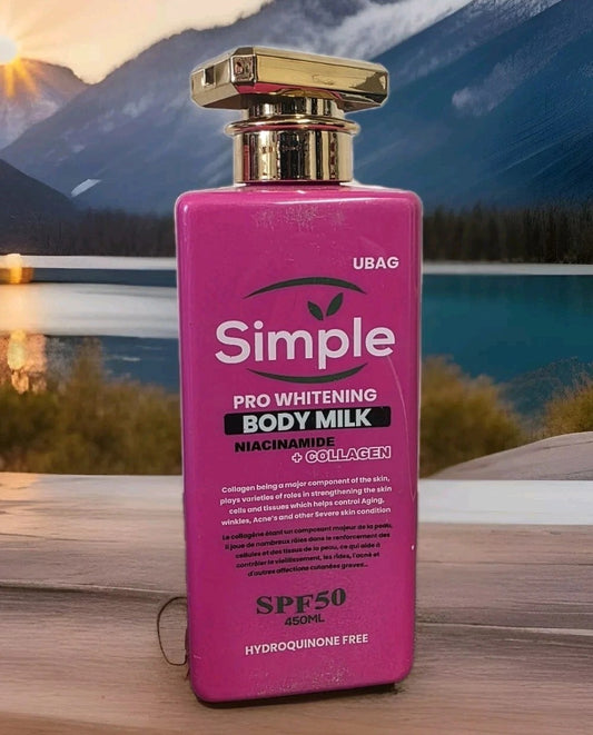 UBAG SIMPLE PRO WHITENING BODY MILK NIACINAMIDE & COLLAGEN 450ml SPF50
