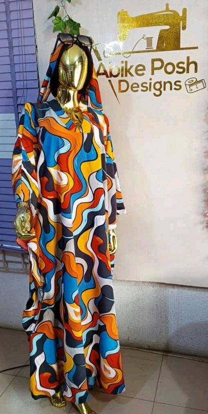 Rich Aunty Beautiful Elegant 'Butterfly Boubou' Long Dress Sizes 12-24