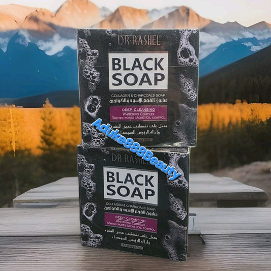 DR RASHEL BLACK SOAP COLLAGEN & CHARCOAL WHITENING EXFOLIATING 100g