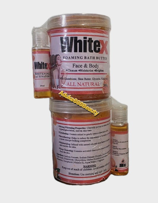 WHITEX FOAMING BATH BUTTER 2 in 1 FACE & BODY WHITENING SOAP 500g
